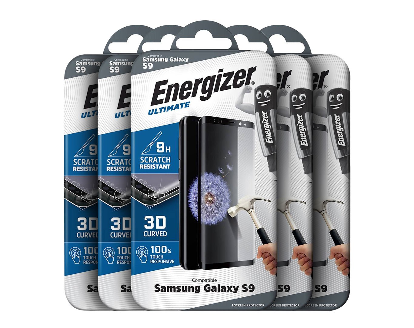 Bulk Pack 10 ENERGIZER Glass Screen Protector For Samsung Galaxy S9 S9GLASSX10