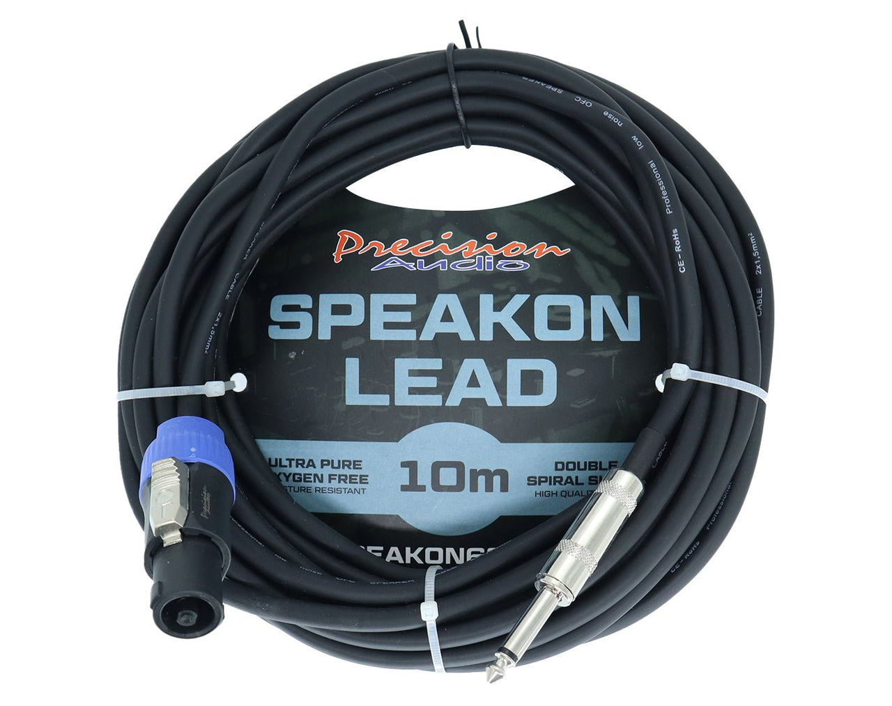 Precision Audio 5 Pack Speakon To 1/4" 6.35mm Cable Amp Mixer Speaker 10m SPEAKON635 