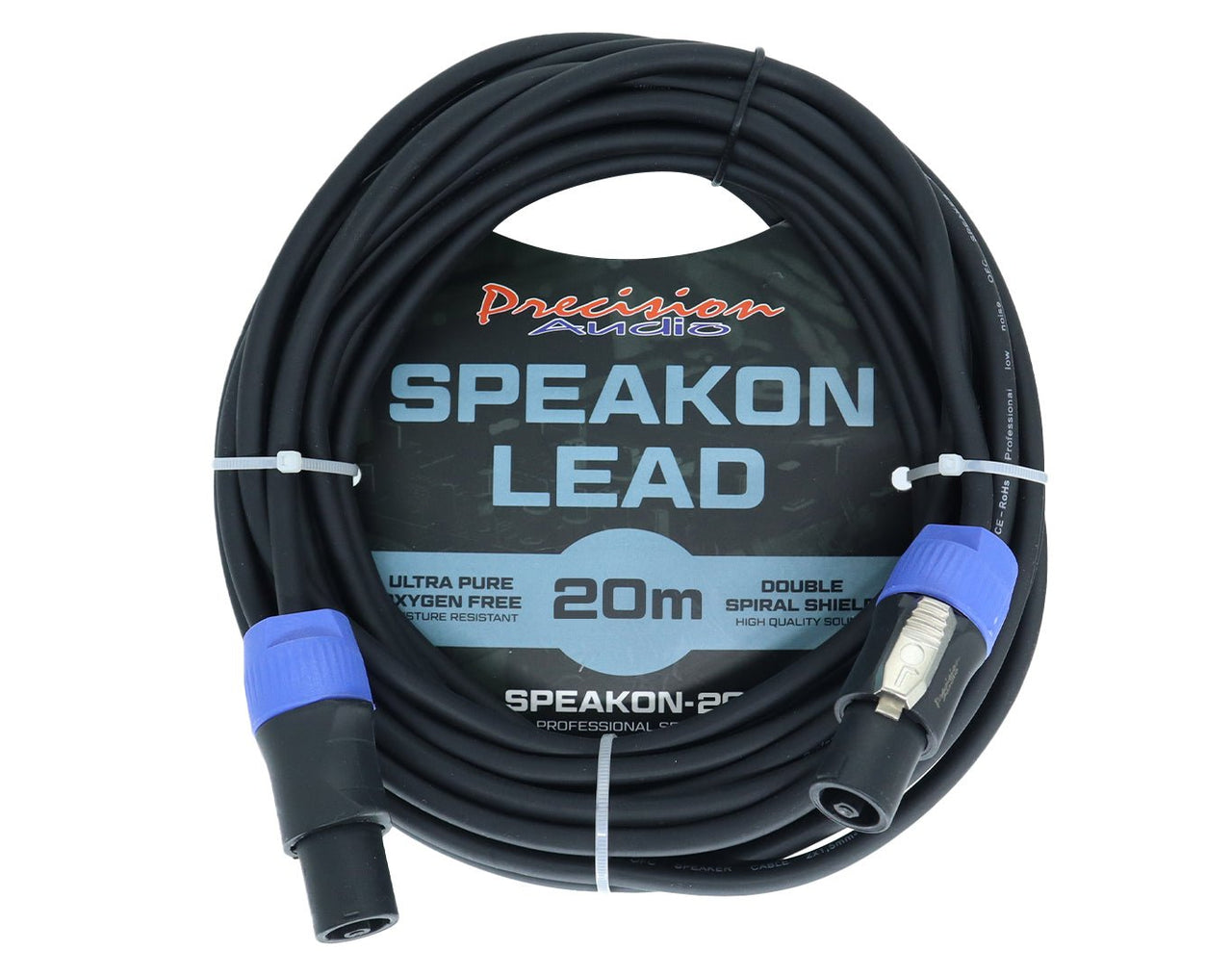 Precision Audio 5 Pack Speakon to Speakon Cable Amp Mixer Speaker 20m SPEAKON20 