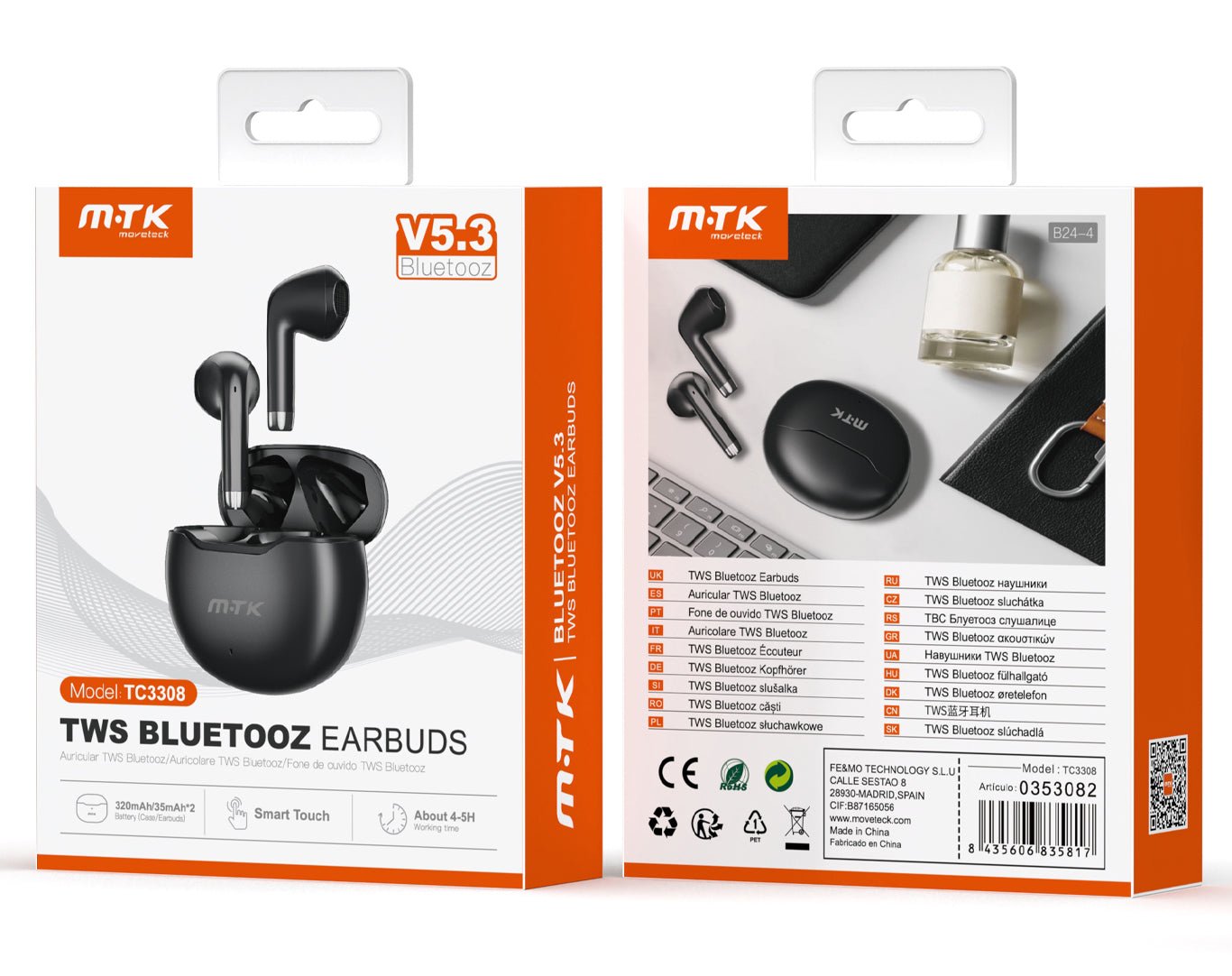 Moveteck Wireless Bluetooth Earbuds with Charging Case TC3308