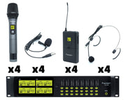 Precision Audio 8 Channel UHF Wireless Microphone System Headset Body Pack Rack Mount LCD Display TMUS08-4&4