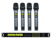 Precision Audio 4 Channel UHF Wireless Microphone System Rack Mount LCD Display TMUS04