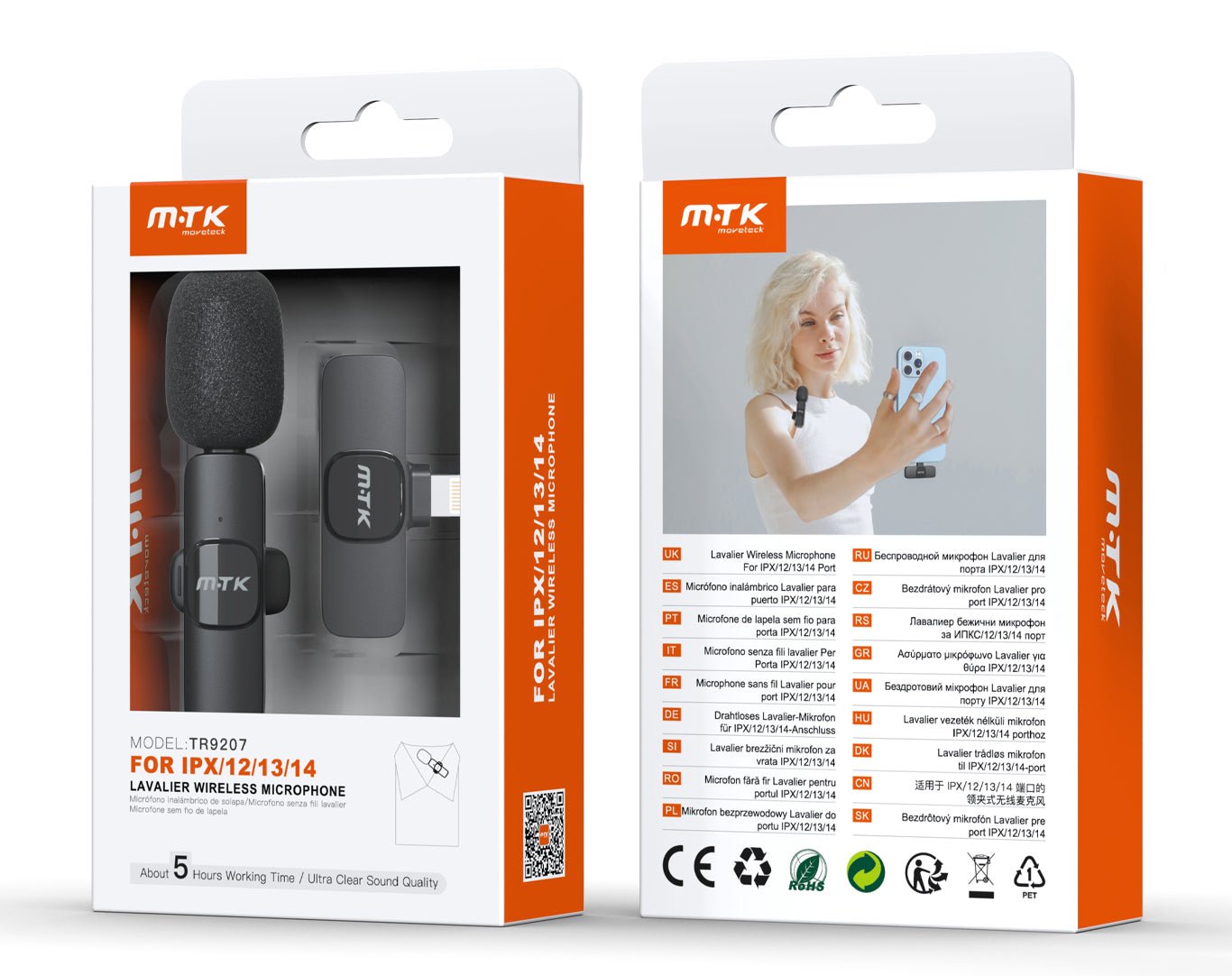 Moveteck Wireless Lapel Microphone Lightning Black TR9207