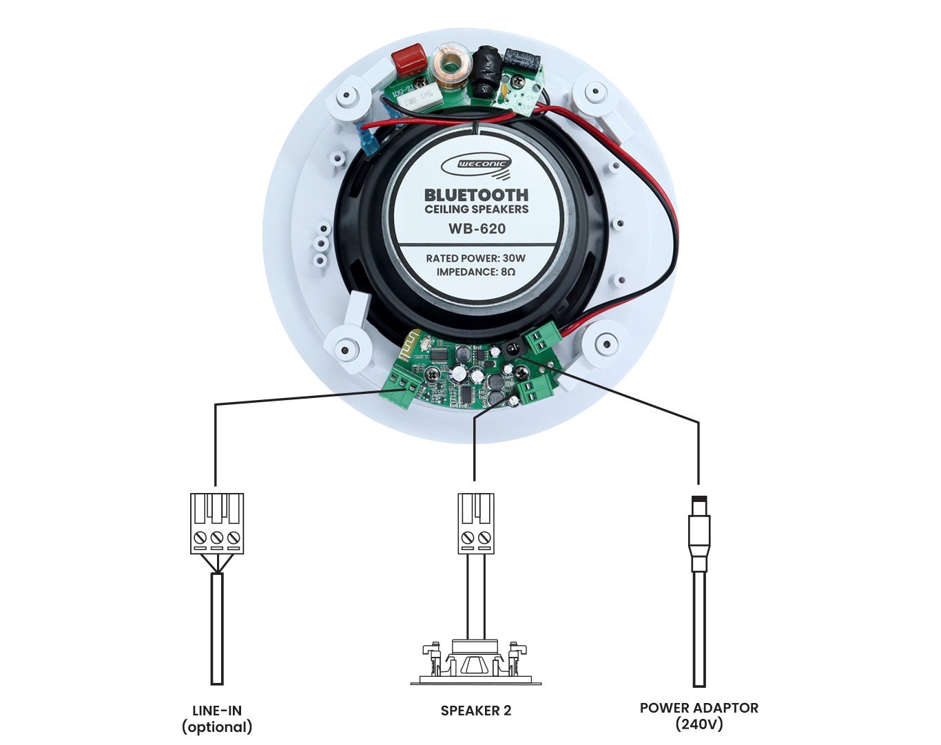 Weconic 6.5" Twin Bluetooth Ceiling Speaker System WB620