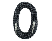 HEBIKUO 10m Braided Guitar Lead 1/4" Jack 6.35mm Tip XA-10-BLK