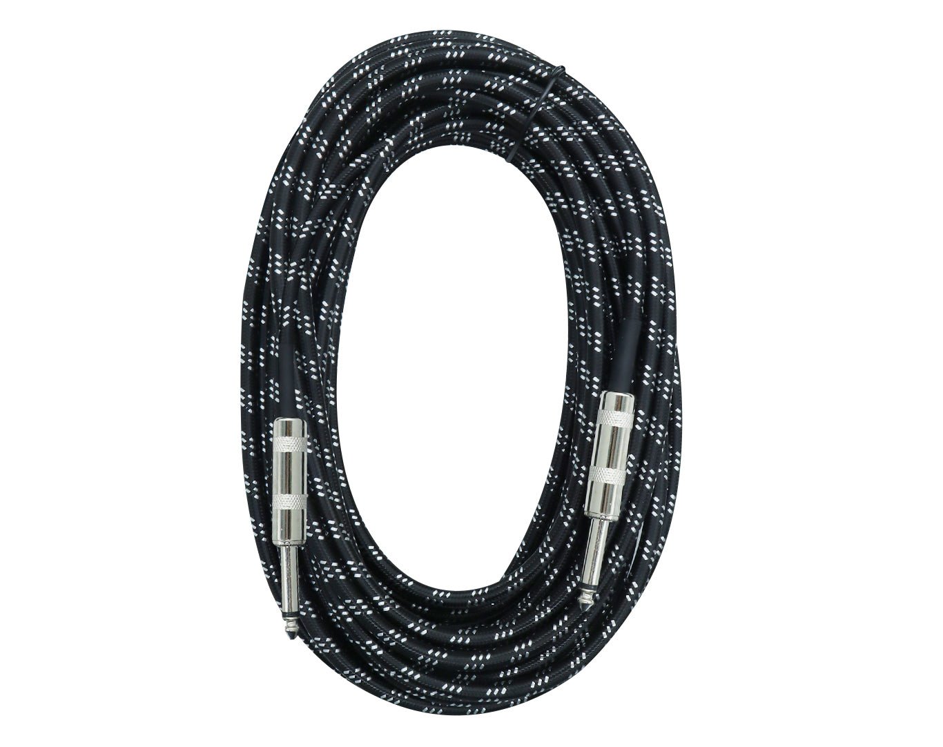 HEBIKUO 10m Braided Guitar Lead 1/4" Jack 6.35mm Tip XA-10-BLK