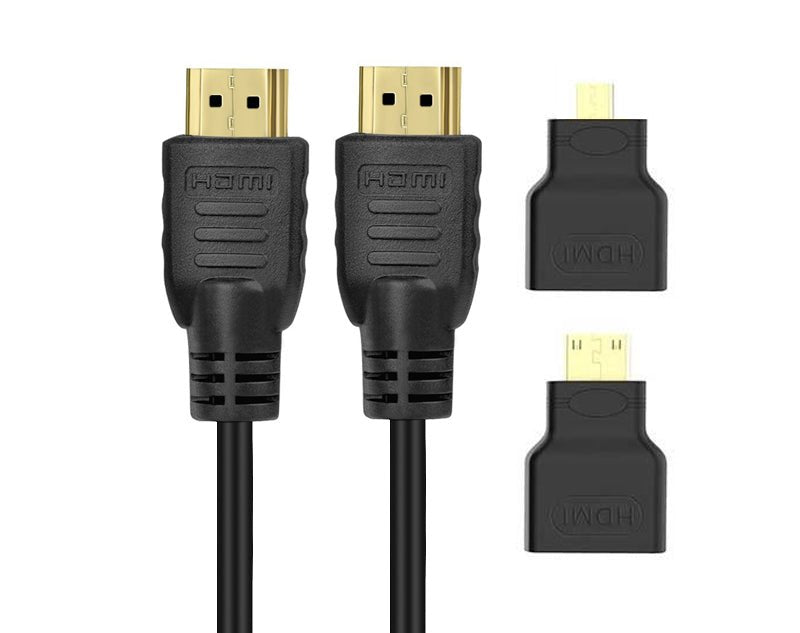 HDMI to HDMI 1.5m Mini Micro Tips HD 4K TV Monitor Projector HDMI3IN1