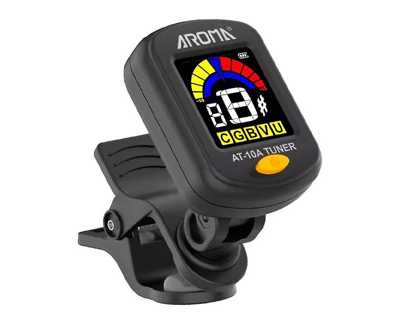 AROMA Mini Clip-On Digital Guitar Bass Ukulele Tuner Rechargeable Battery Colour Screen AT10A