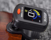 AROMA Mini Clip-On Digital Guitar Bass Ukulele Tuner Rechargeable Battery Colour Screen AT10A