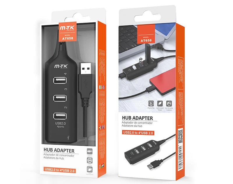 Moveteck 4 Port USB 2.0 Hub Adaptor PC Computer Laptop AT658