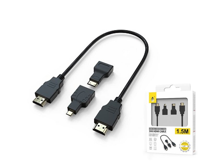Moveteck 3 In 1 HDMI Cable Mini HDMI Micro HDMI Adaptors 1.5m AU216