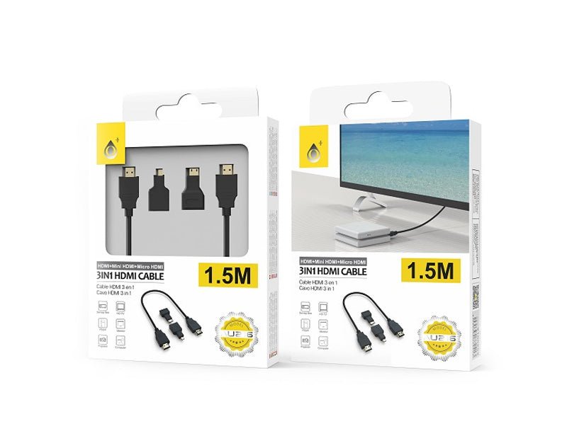 Moveteck 3 In 1 HDMI Cable Mini HDMI Micro HDMI Adaptors 1.5m AU216