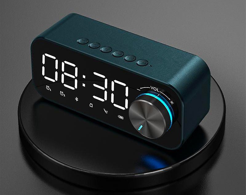 Digital Display Clock Bluetooth Speaker Dual Alarm Rechargeable Battery S923