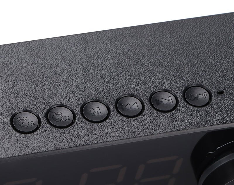 Digital Display Clock Bluetooth Speaker Dual Alarm Rechargeable Battery S923