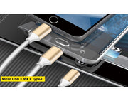 3in1 Charging Cable Micro USB + Lightning + Type C 1.2m B5099