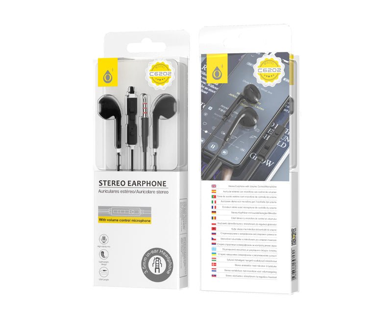 iPhone Style Stereo Earphones with Microphone and 3.5mm Audio Jack C6202