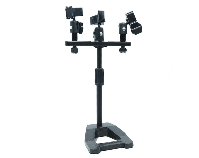 Triple Desk Mic Stand Sturdy Metal Base Guitar Drums Recording DS-47
