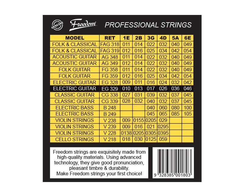 Freedom 10 Pack Electric Guitar Strings - Medium Gauge EG329-10PK