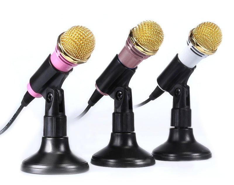 Mini Wired Dynamic Microphone w/Stand Karaoke Podcast 3.5mm Jack MG308