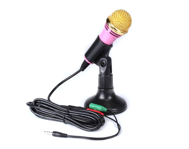 Mini Wired Dynamic Microphone w/Stand Karaoke Podcast 3.5mm Jack MG308