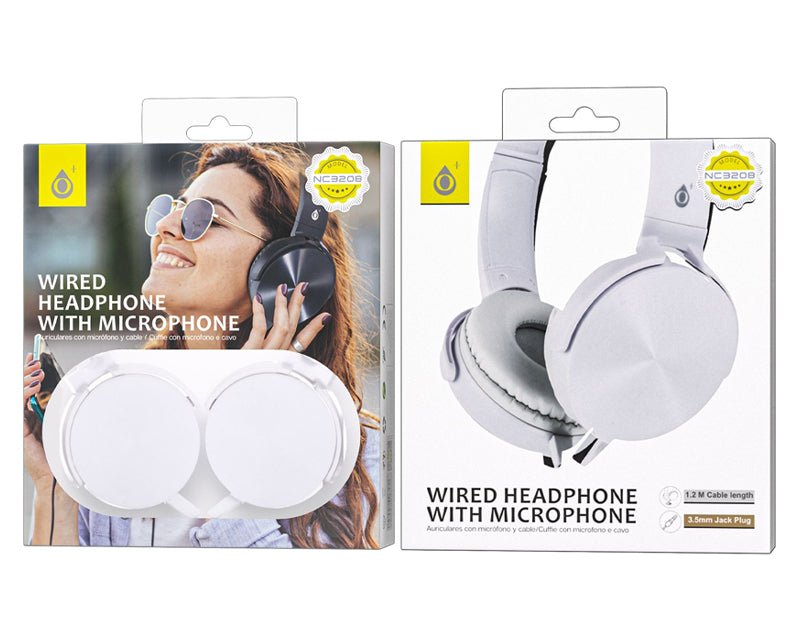 Moveteck Wired Headphones with Microphone 3.5mm Plug White NC3208