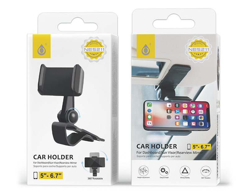 MOVETECK Phone Car Holder Cradle 360° Rotatable 50-85mm Hands Free Dash Sun Visor NE5211