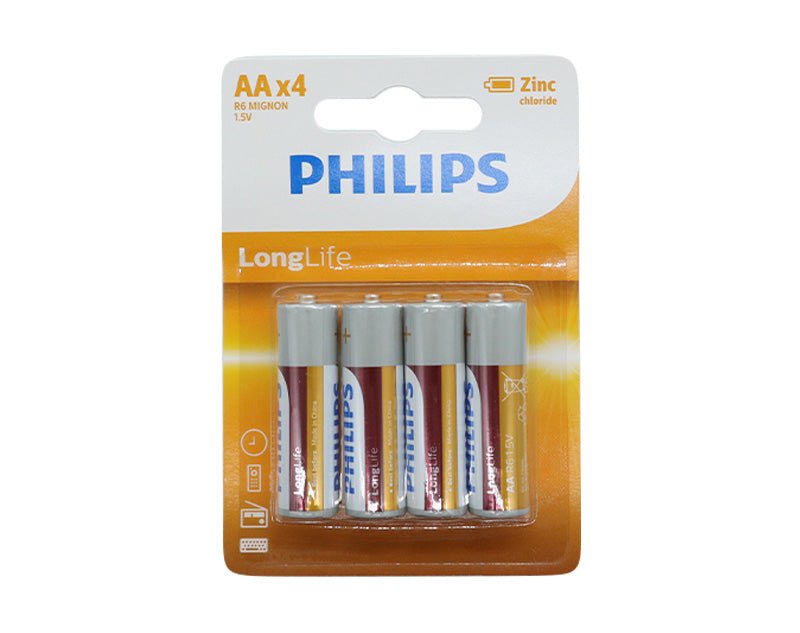 48x Philips AA Batteries Box Of 12 4 Packs Long Life 1.5V Zinc Chloride PHILIPSAA