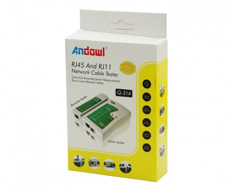 Andowl Network Cable Tester Ethernet Test RJ11 RJ45 25mA Q-314