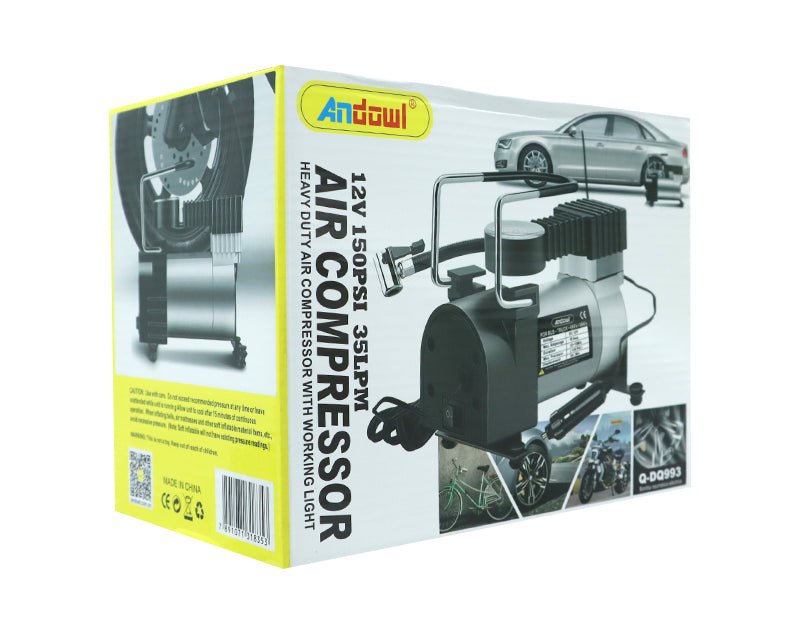 12V Compact Car Air Compressor Portable Work Light 150psi Single Cylinder Q-DQ993