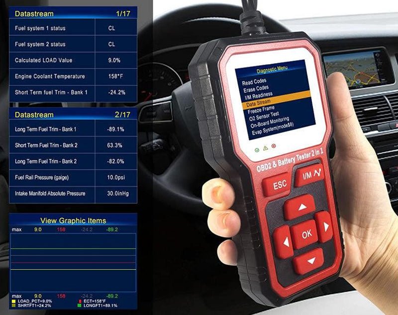 6V 12V Car And Motorcycle Battery Tester / OBII Diagnostic Scanner Q-GZ681