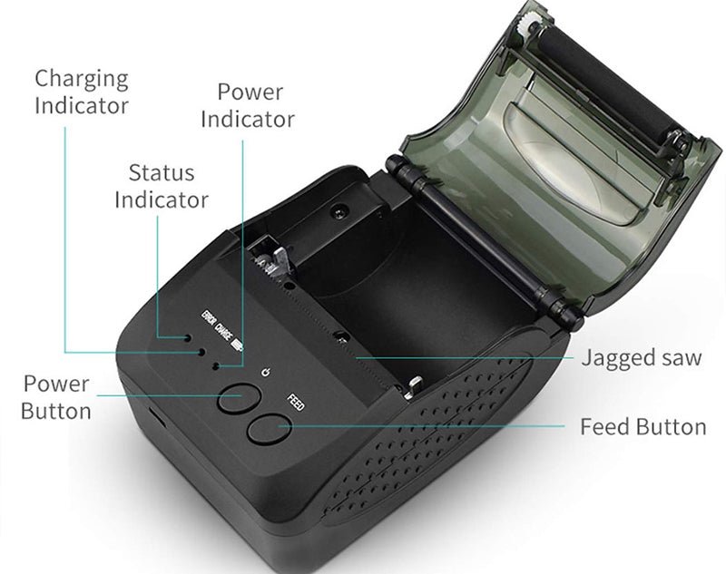 ANDOWL 58mm Portable Thermal Printer Bluetooth Rechargeable Battery Q-P01