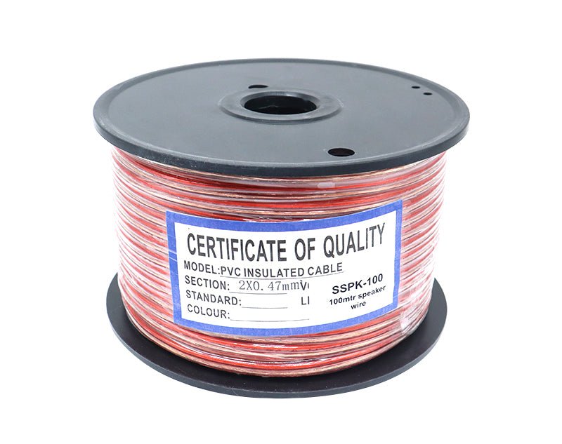 100m Twin Speaker Cable .47mm PVC Insulated Roll SSPK100