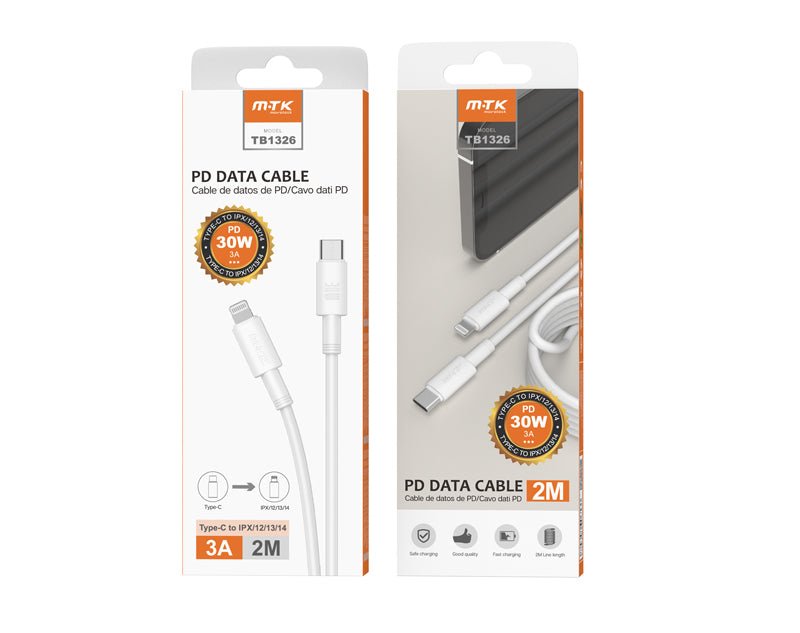 Moveteck Type-C to Lightning Cable Fast Charging Data Cable IP8 X 12 13 14 2m 3A 30W TB1326