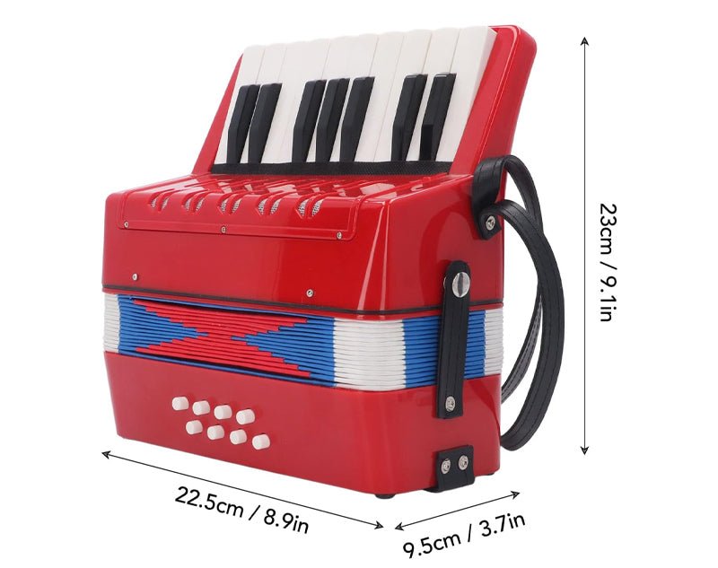 17 Key Piano Accordion 8 Bass Pads Key Of C 24x10cm UC104 Red