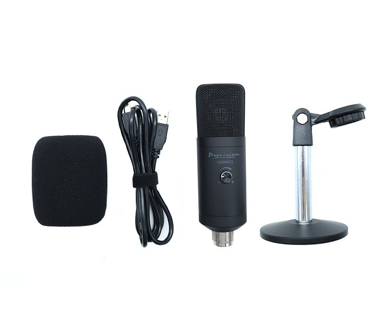 Precision Audio USB Recording Podcast Microphone Kit Stand USBMIC3