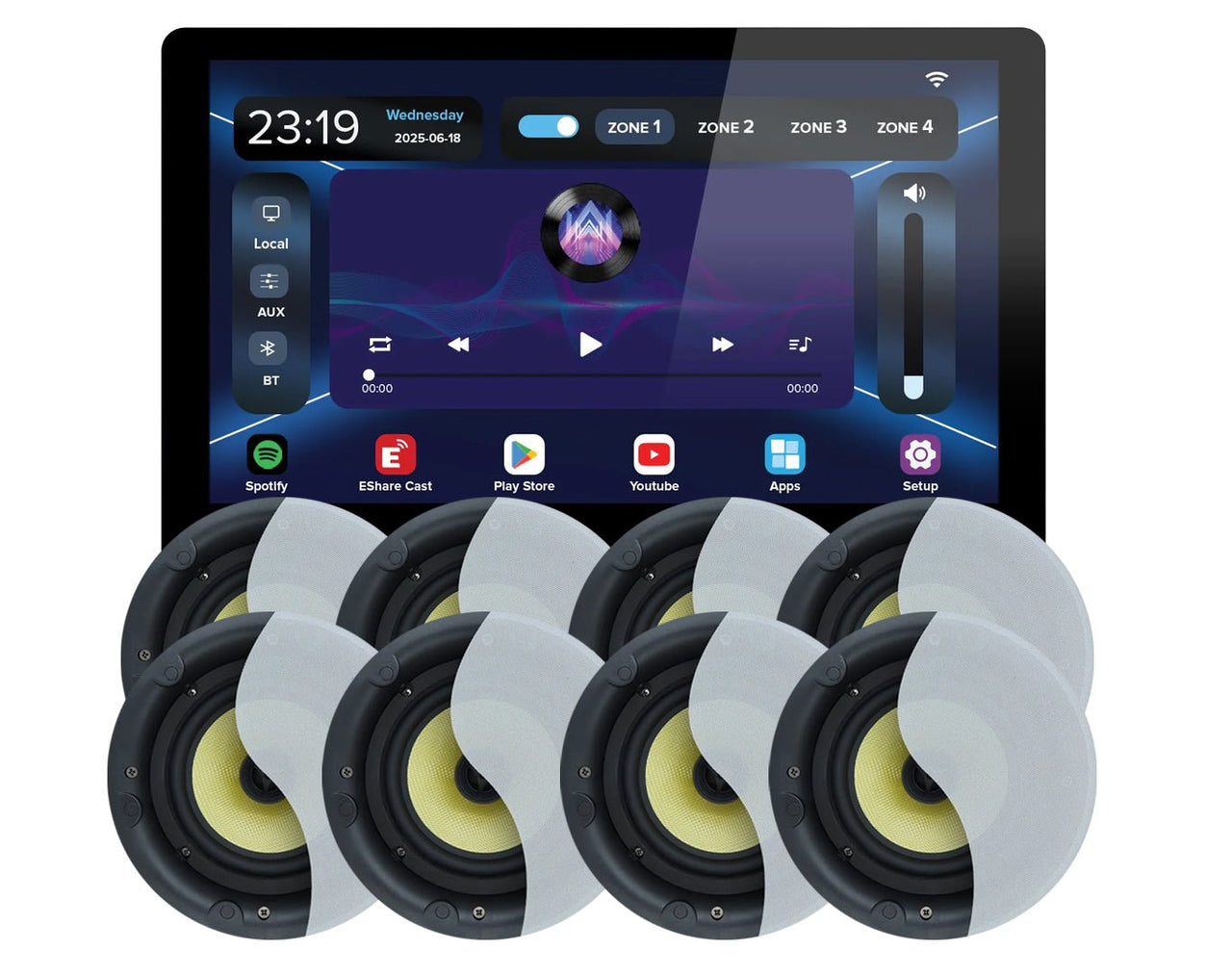 Weconic 10" Touchscreen Wall Amplifier with 8" Ceiling Speaker Package WTS10+4xLGC83