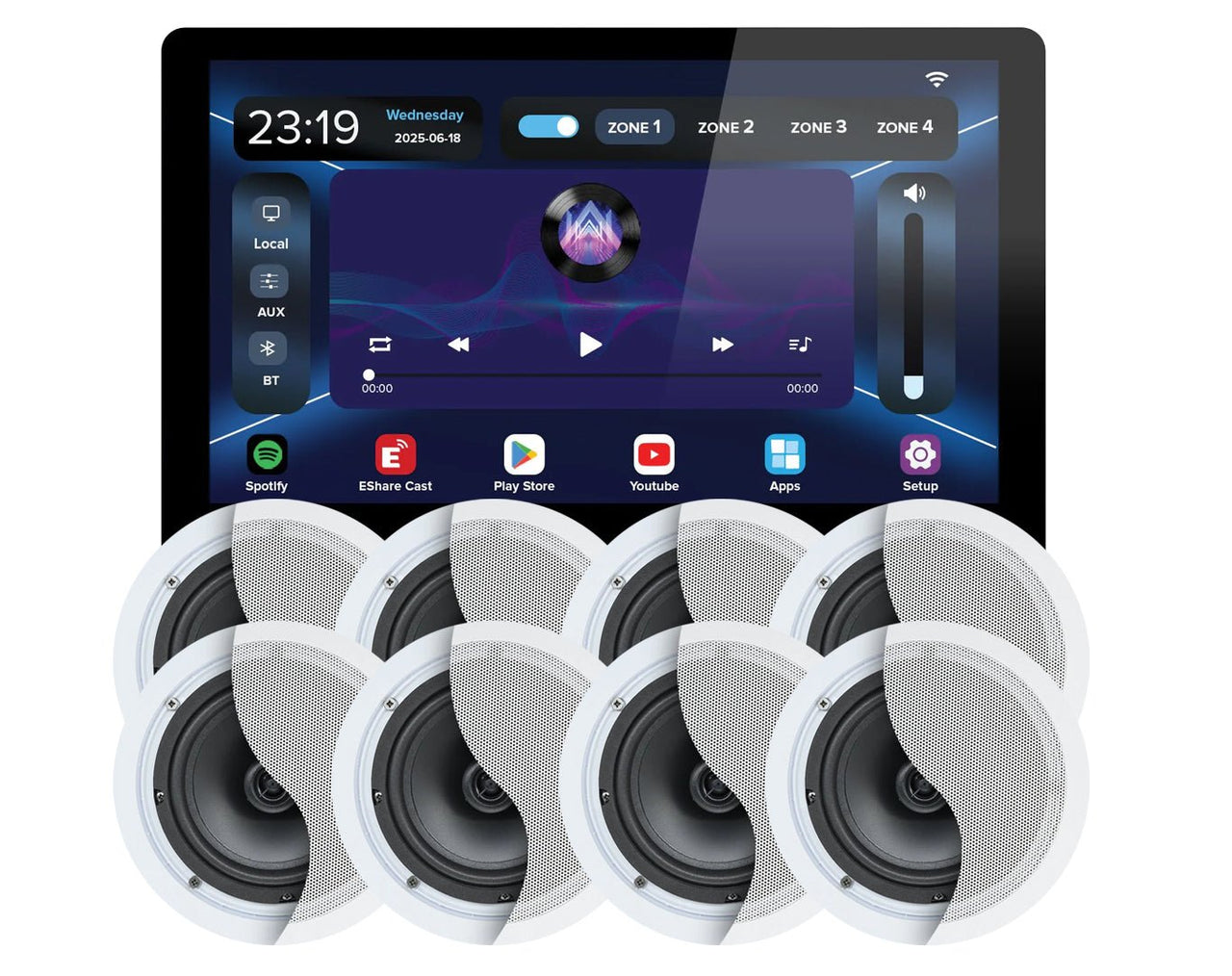 Weconic 10" Touchscreen Wall Amplifier with 6" Ceiling Speaker Package