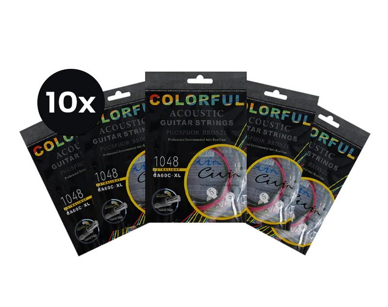Multipack Coloured String Freedom 10 Pack Coloured Acoustic Guitar Strings CA-60-L-10Pk