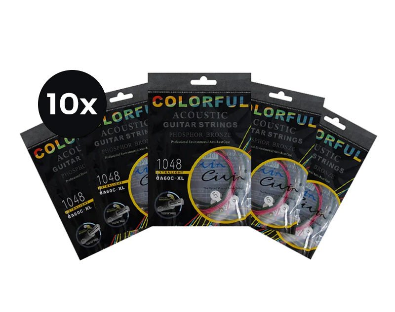 Freedom 10 Pack Coloured Acoustic Guitar Strings CA-60-L-10Pk 