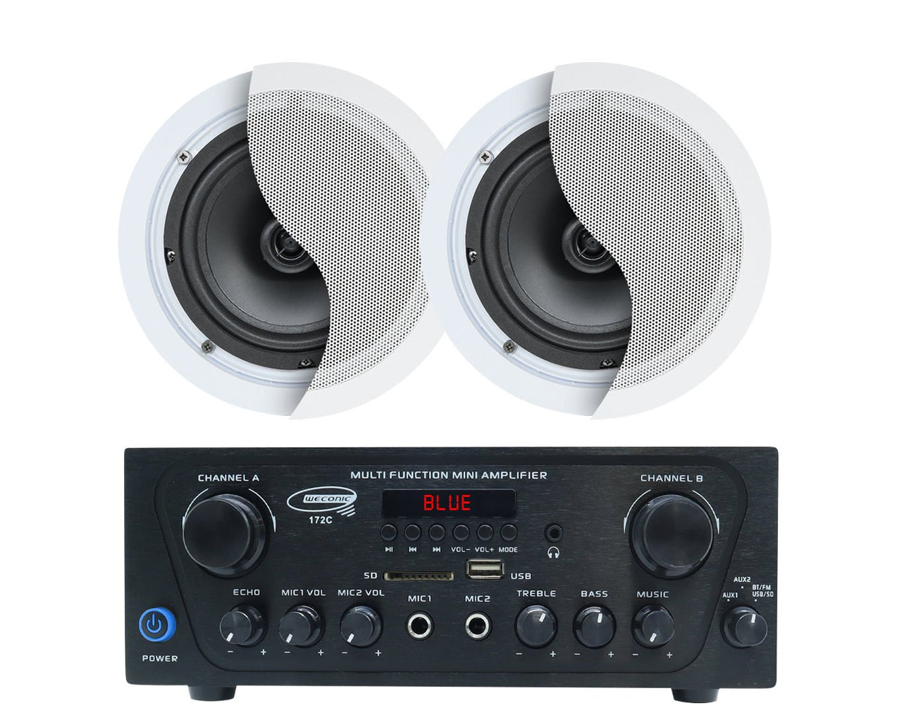 Bluetooth Amplifier + 2x6" Ceiling Speakers Package Cafe Restaurant 172C+C62