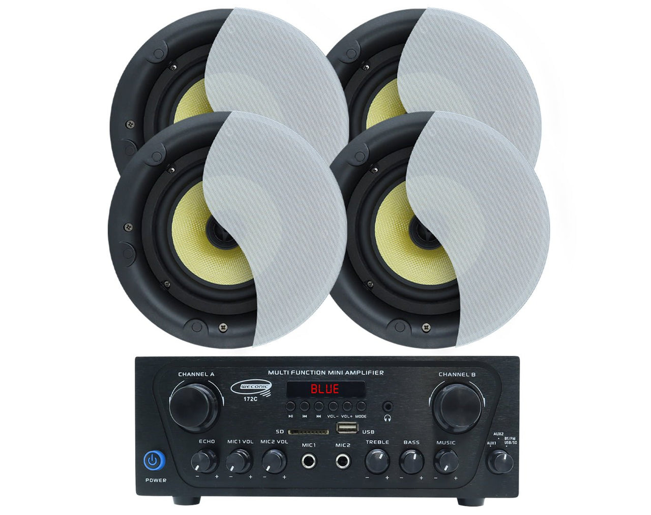 Bluetooth Amplifier + 4x8" Ceiling Speakers Package Cafe Restaurant 172C+2xLGC83