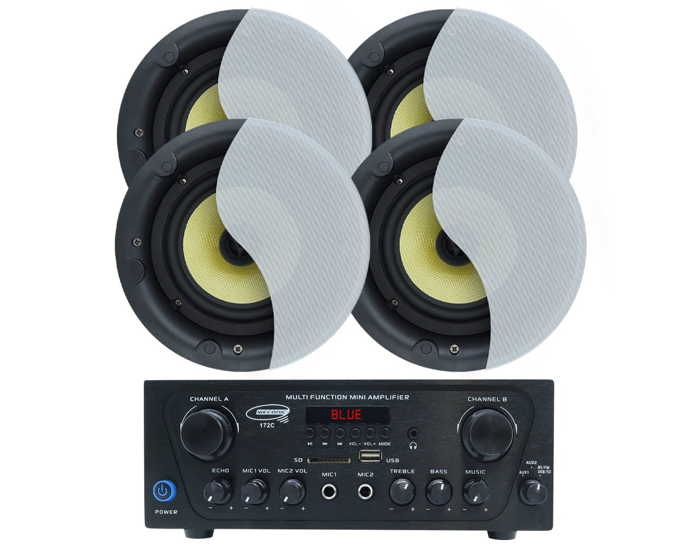 Bluetooth Amplifier + 4x8" Ceiling Speakers Package Cafe Restaurant 172C+2xLGC83