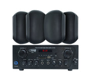 Bluetooth Amplifier + 4x6.5" Outdoor Wall Speakers Cafe 172C+2xWTP660BLK