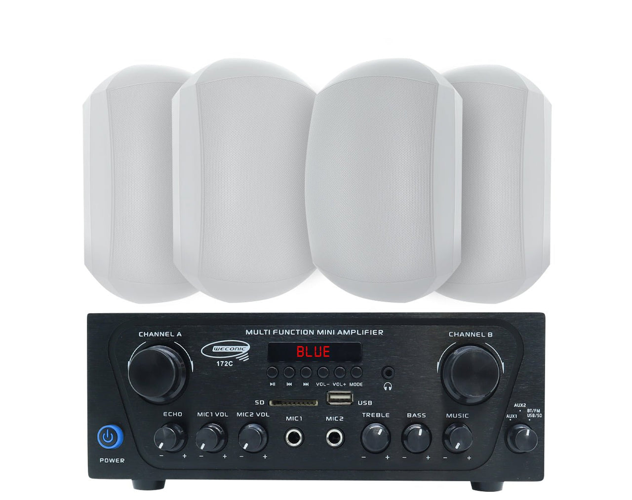 Amplifier + 4 x 6.5" Outdoor Speakers Package Cafe White 172C+2xWTP660WHT