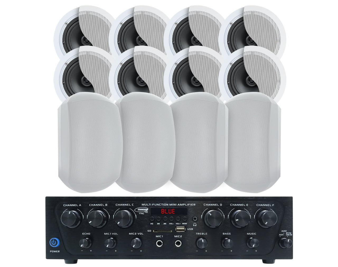 Indoor Outdoor Speaker Package with Amplifier 176C+4xC62+2xWTP660