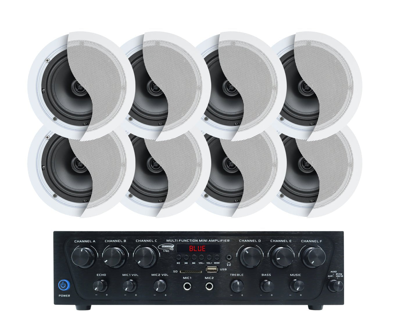 Weconic Bluetooth Amplifier + 6" Ceiling Speakers Package Cafe 176C+4xC62