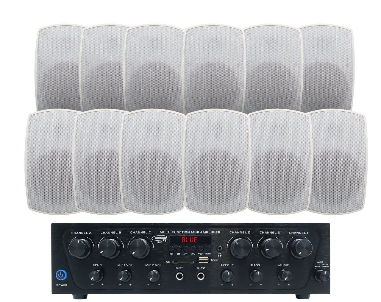 Outdoor Speaker Package with 480W Bluetooth Amplifier White 176C+6xSA850W