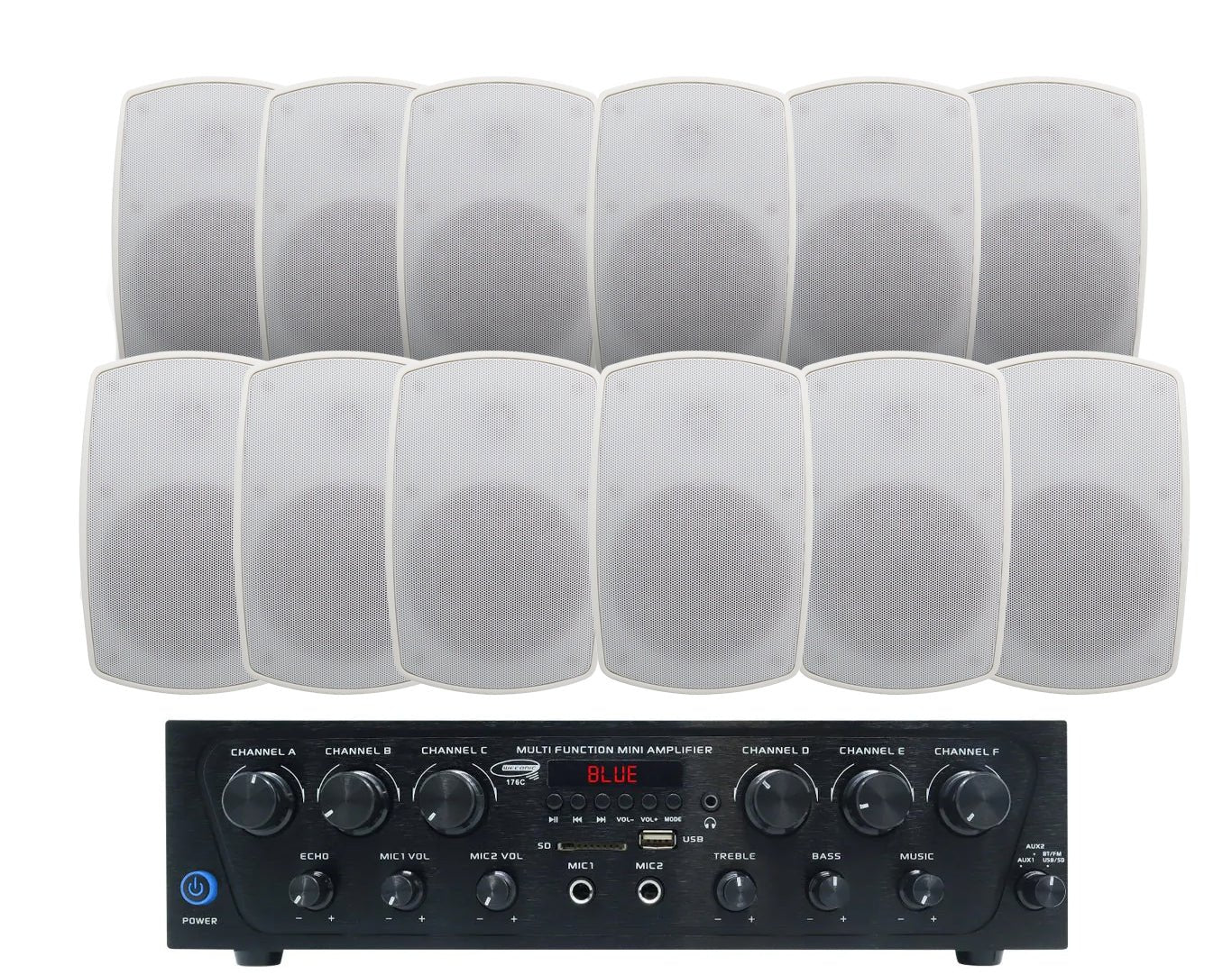 Outdoor Speaker Package with 480W Bluetooth Amplifier White 176C+6xSA850W