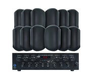 Waterproof Outdoor Speaker Package with 480W Bluetooth Amplifier Black 176C+6xWTP660BLK