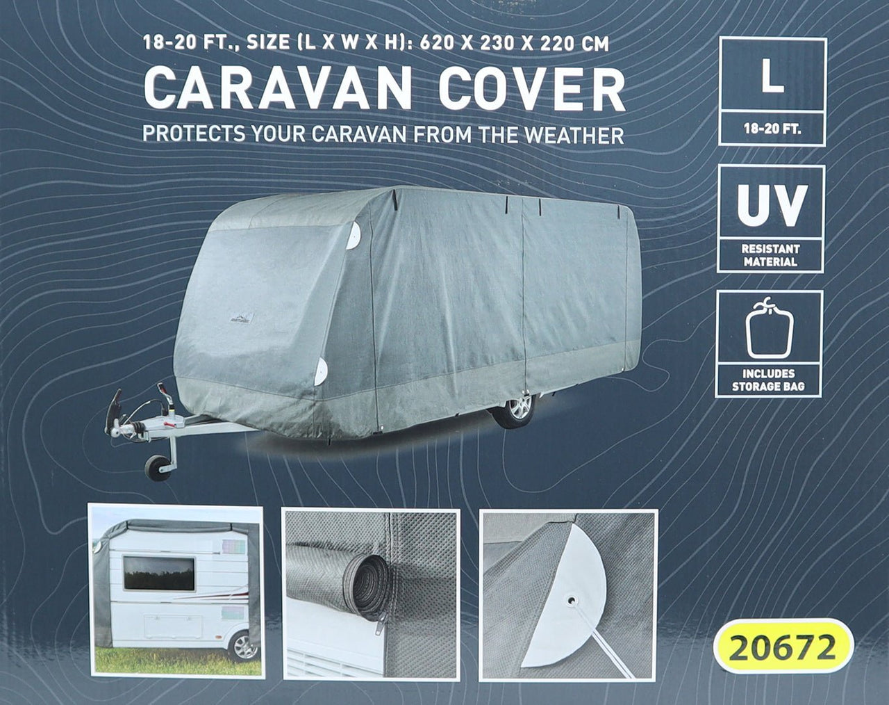 18ft - 20ft Caravan Cover UV Resistant 3 Zip Reinforced 